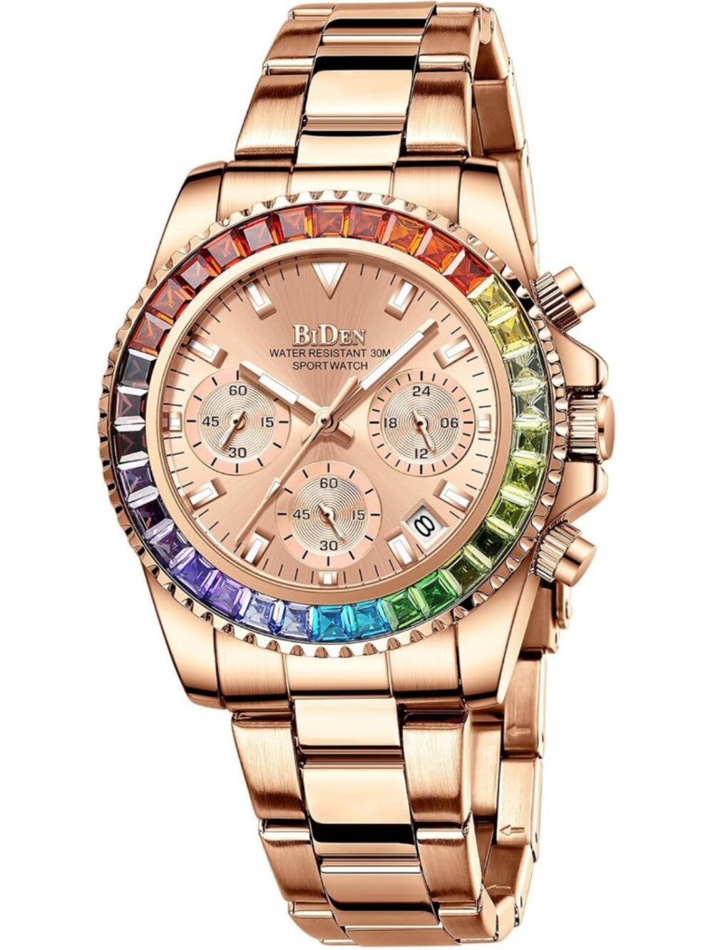 Stylish Women's Chronograph Watch - Stainless Steel, Quartz, Diamond Accents